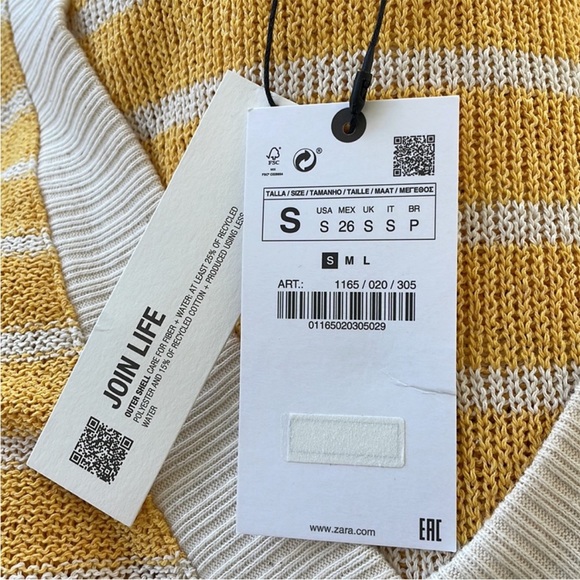 ZARA yellow stripe knit matching sweater vest pants set size small - Picture 4 of 7